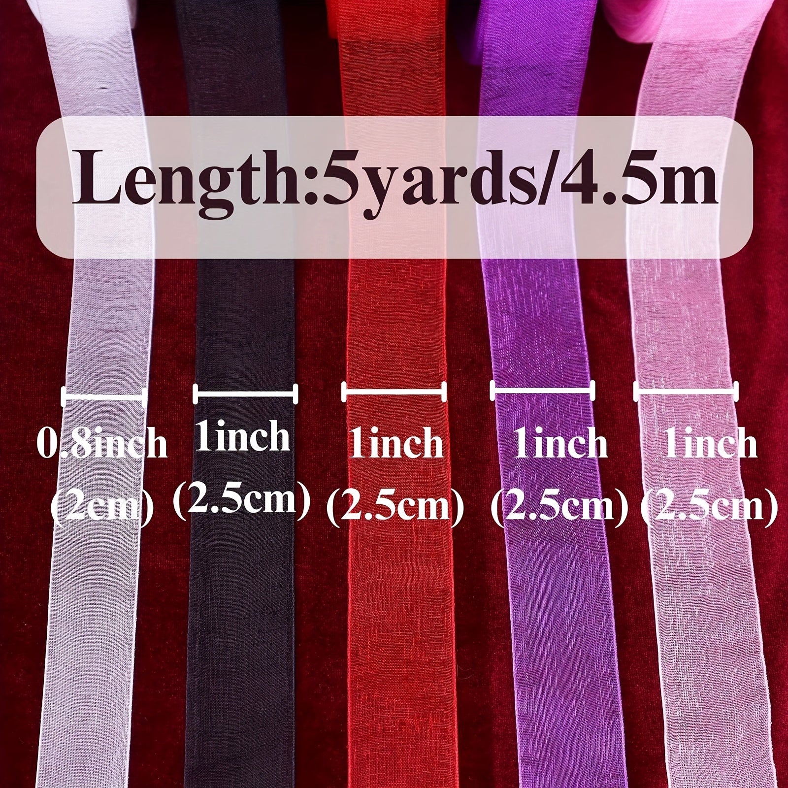 5 Yards Sheer Chiffon Organza Satin Ribbon for Wrapping and Decorating