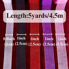 5 Yards Sheer Chiffon Organza Satin Ribbon for Wrapping and Decorating