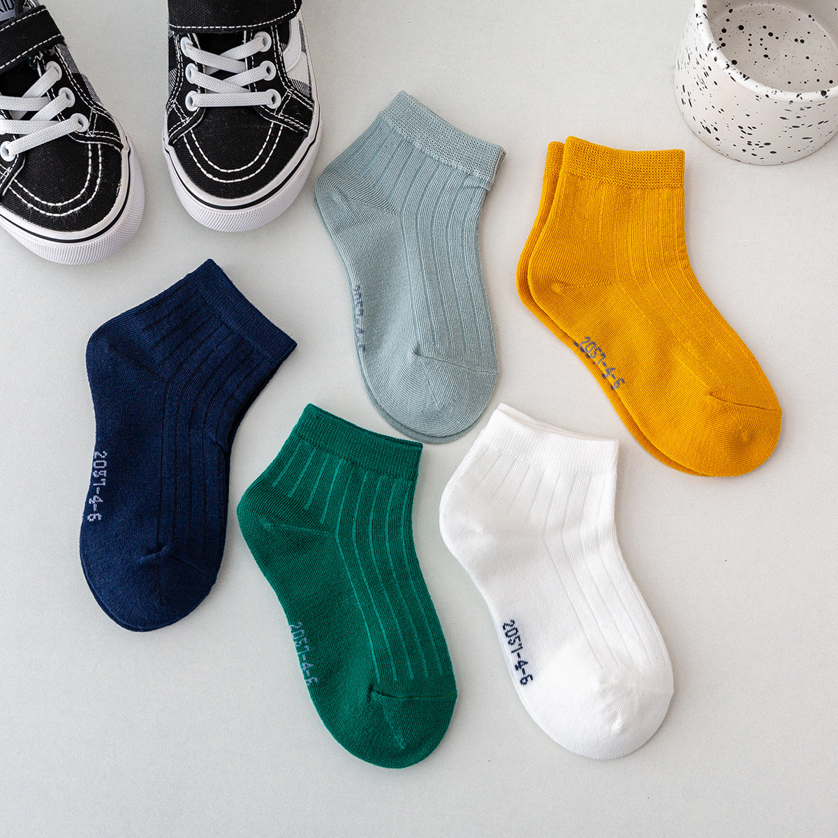 5 Boys Solid Cotton Socks Pack
