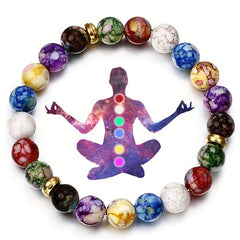 7 Chakra Stone Bracelet Yoga Balance Energy Beads Bangle