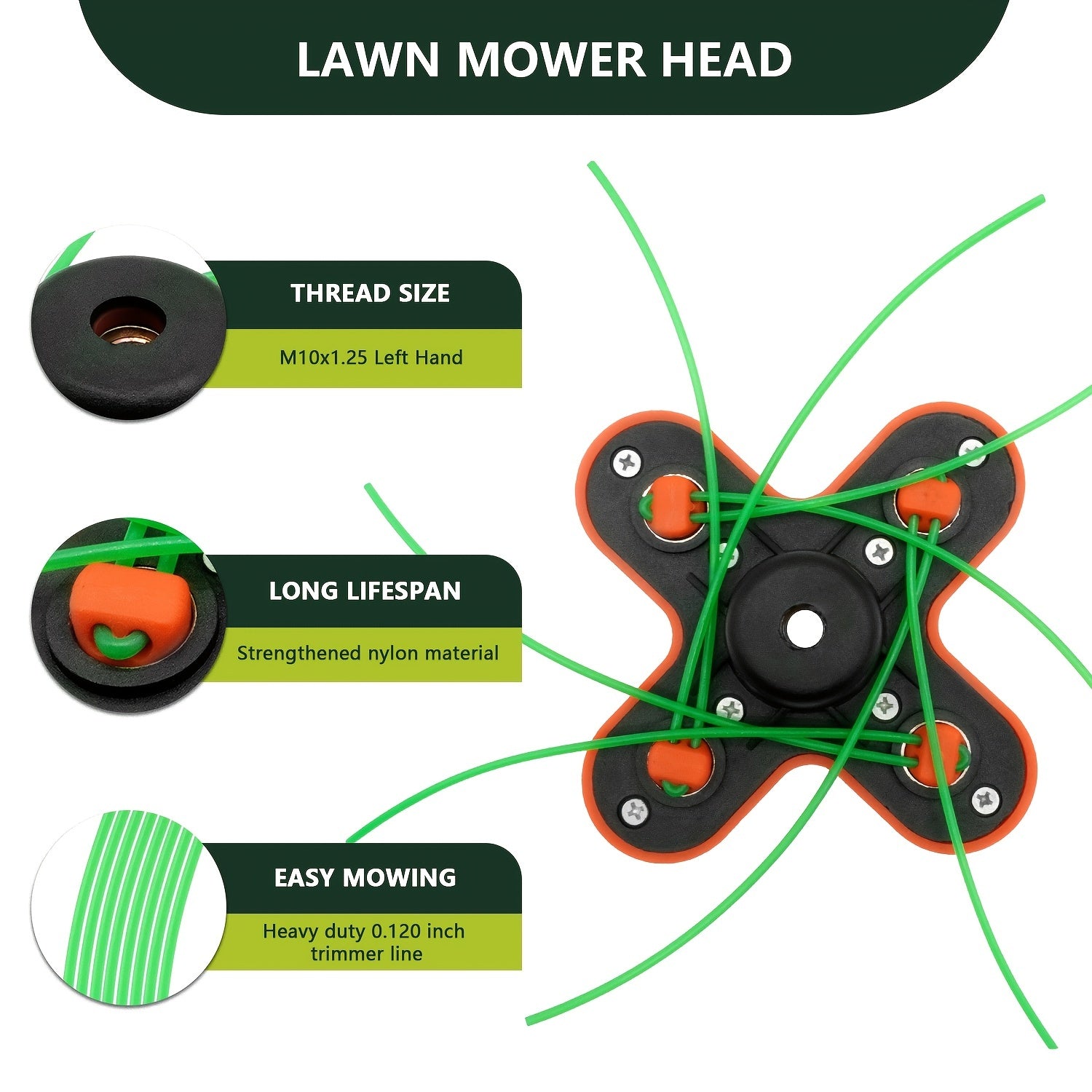 4 Line Lawn Mower Head Universal Trimmer Brush Cutter Weeding Head