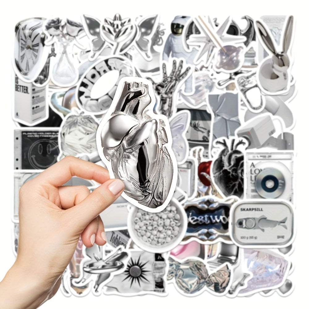 66pcs Silvery Item Stickers Laptop Mobile Phone Case Decals