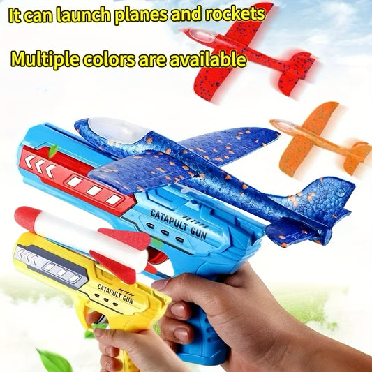 Foam Airplane & Rocket Launcher Set for Kids Interactive Toy