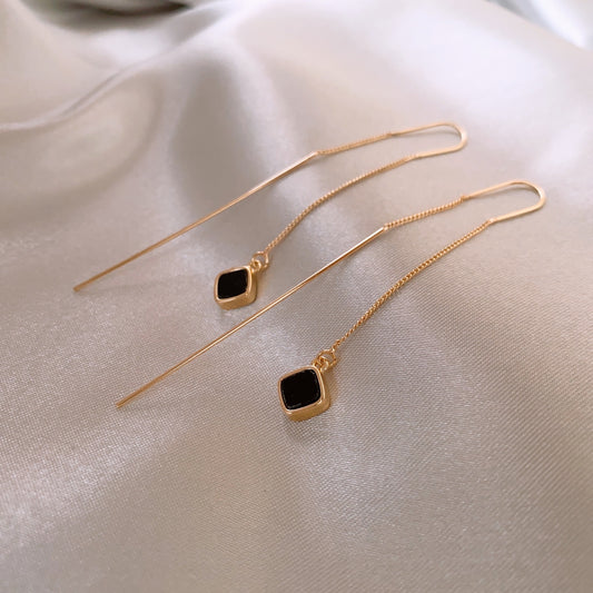 Square Gems Linear Earrings Threader Earrings Gift