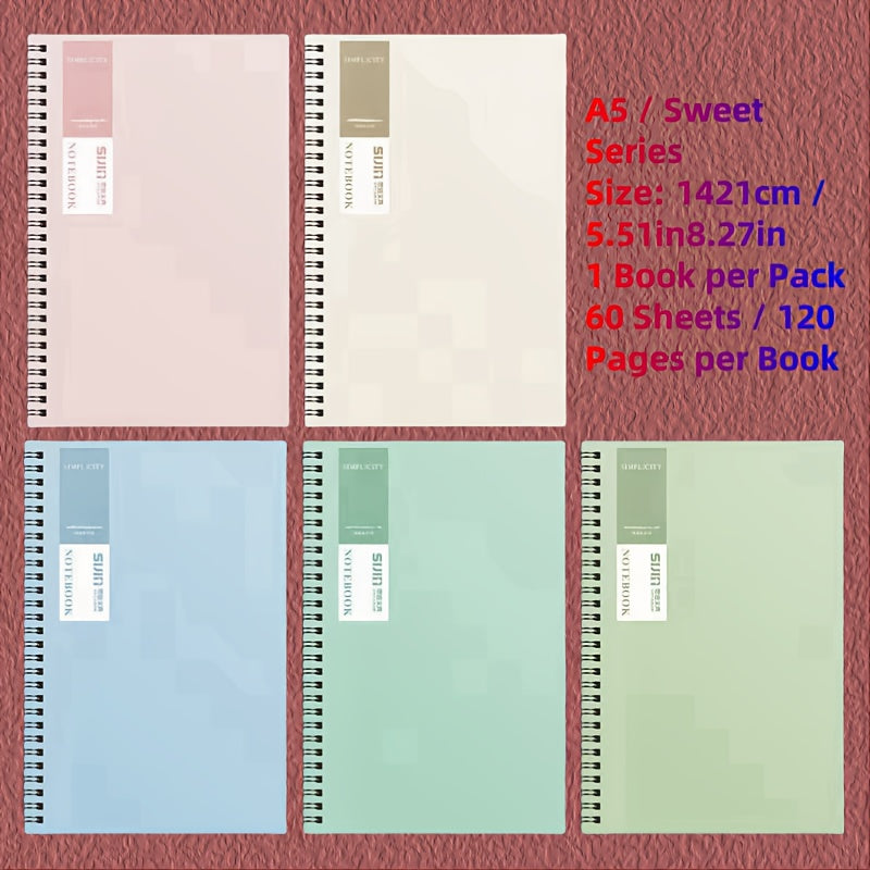 5 Minimalist Wire-O Notebooks Set A5/B5 Lined Memo Pads