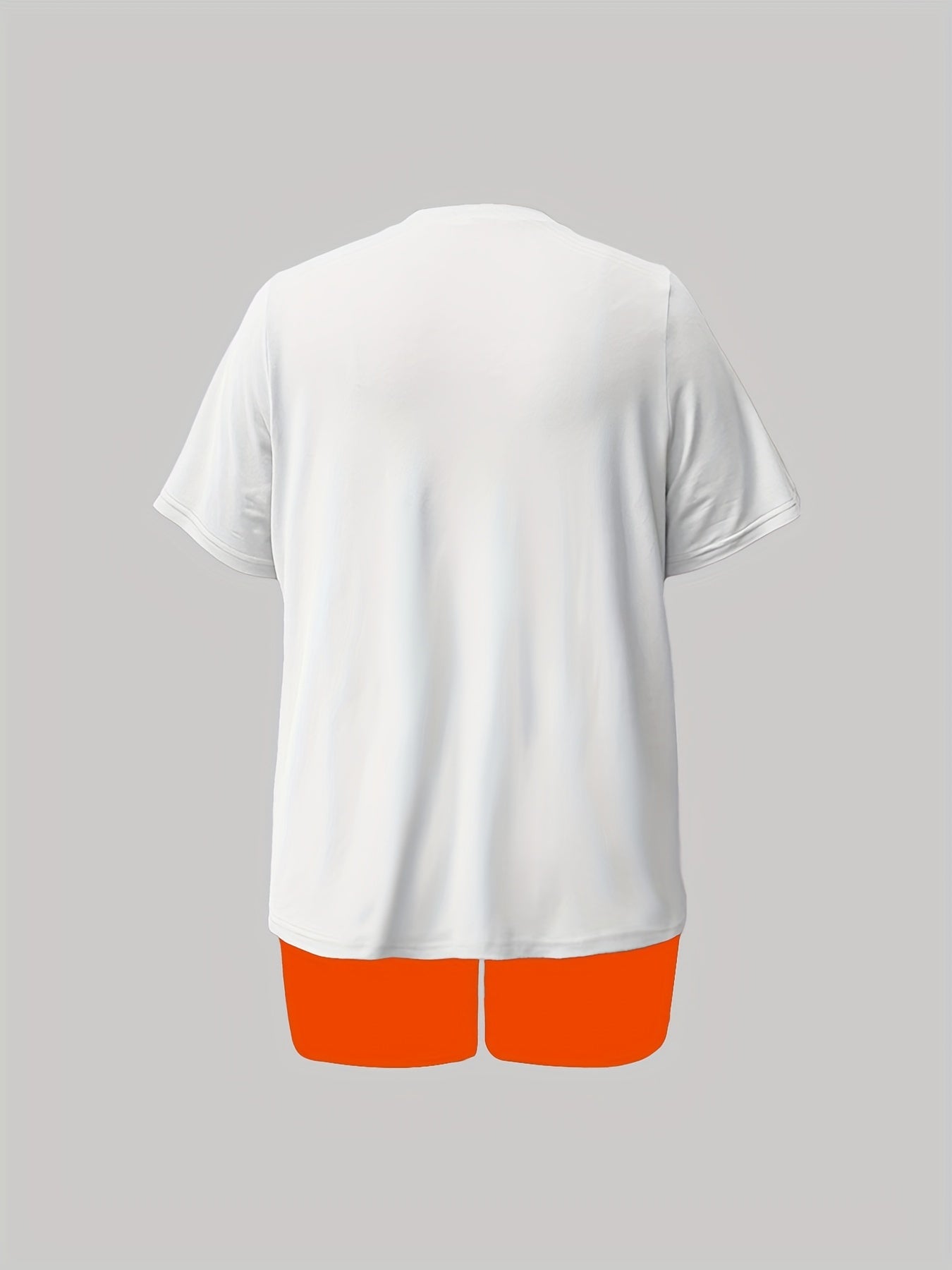 Women's Plus Bear Print T Shirt & Shorts Two Piece Set