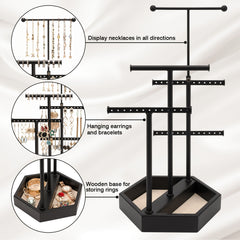 Emfogo Earring Organizer Triple Rods 5 Layer Jewelry Holder Stand