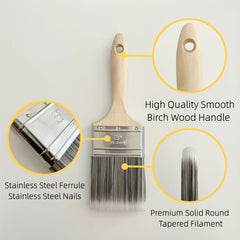 1pc 7.62cm Beavertail Handle Flat Paint Brush for Wall, Soft Filament
