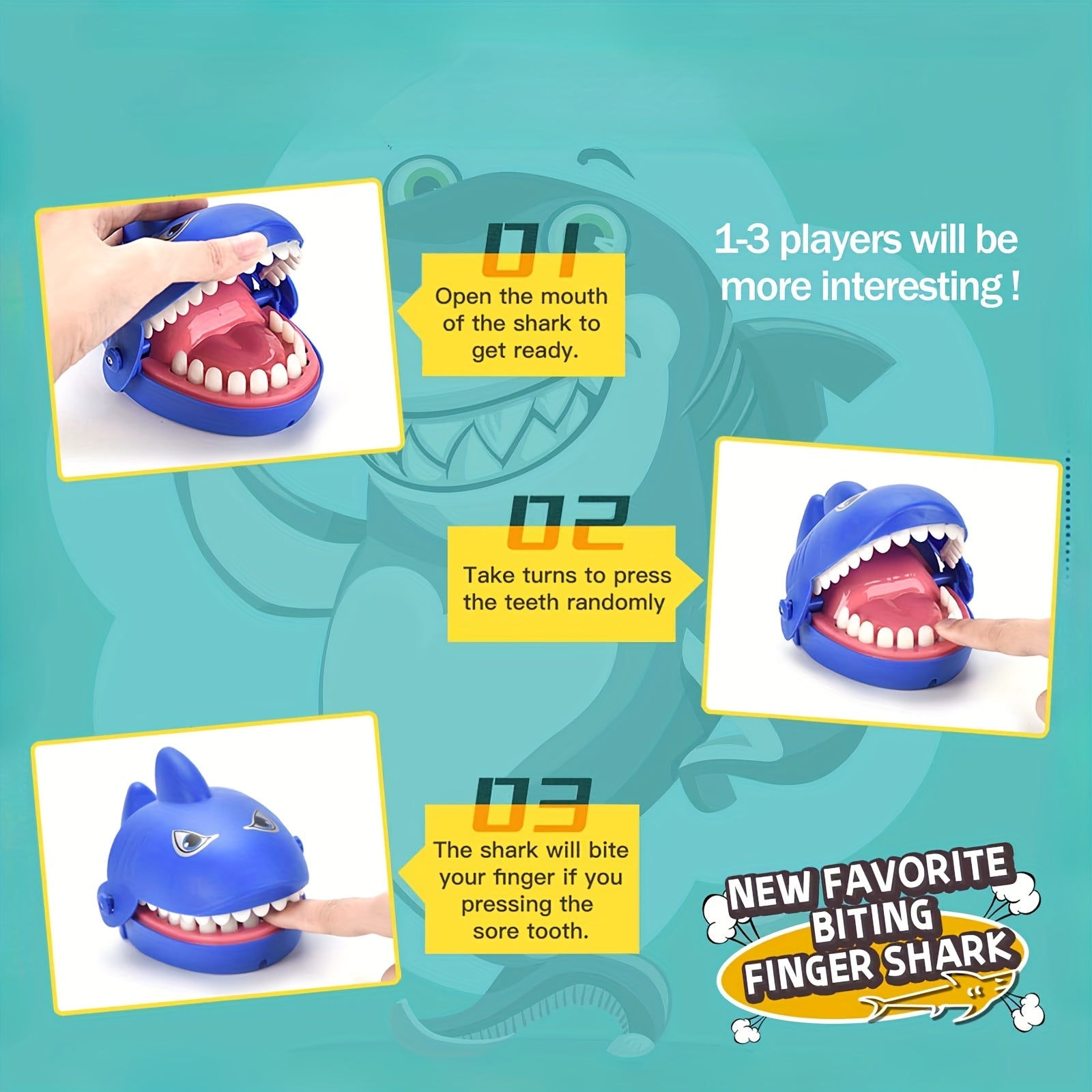 Shark Teeth Biting Finger Prank Toy for Party Games - Pink