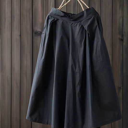 Solid Knee Length Wide Leg Shorts Women's Clothing