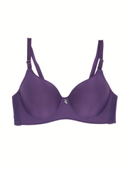 Solid T Shirt Bra Comfy & Breathable Push Up Bra