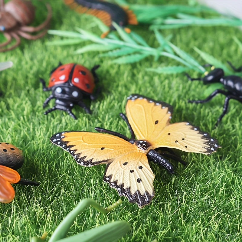 24pcs Insect Model Set Butterfly Bee Praying Mantis Dragonfly Spider