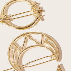 4pcs Star Moon Lotus Hair Clips Set