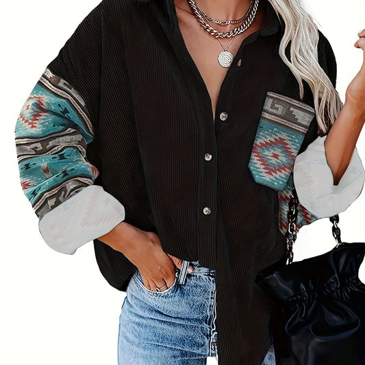 Vintage Corduroy Jacket Button Up Long Sleeve Outwear