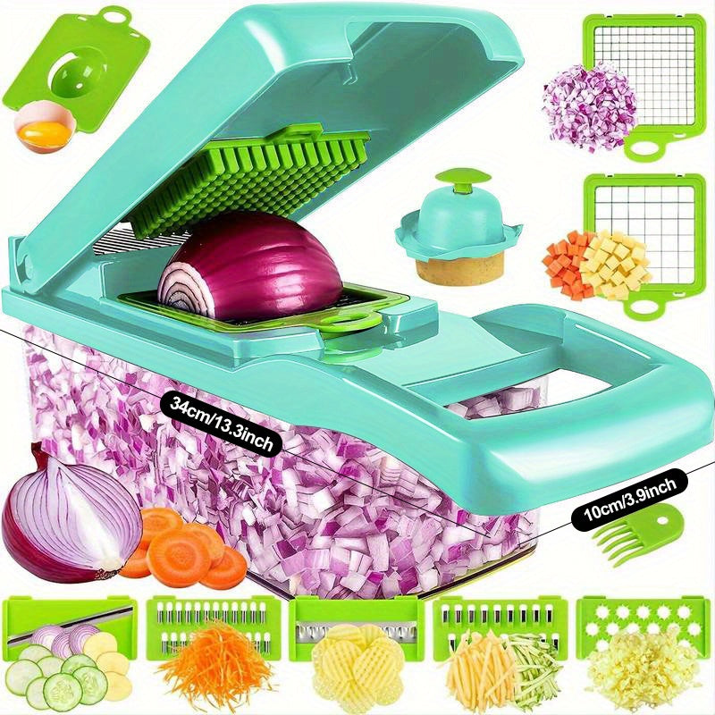 15 in 1 Kitchen Vegetable Chopper with 8 Stainless Steel Blades