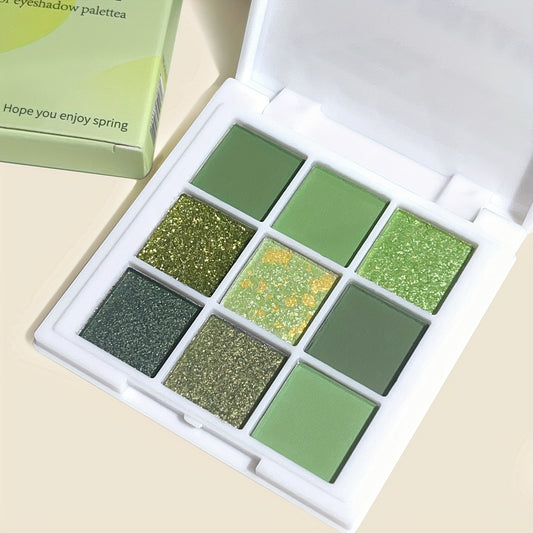 Green Eyeshadow Palette Matte & Shimmer Effects Waterproof Long Lasting