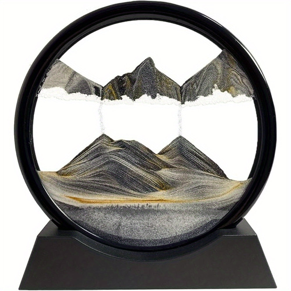 Dynamic Sand Art Round Glass Desk Decor & Timer Stand