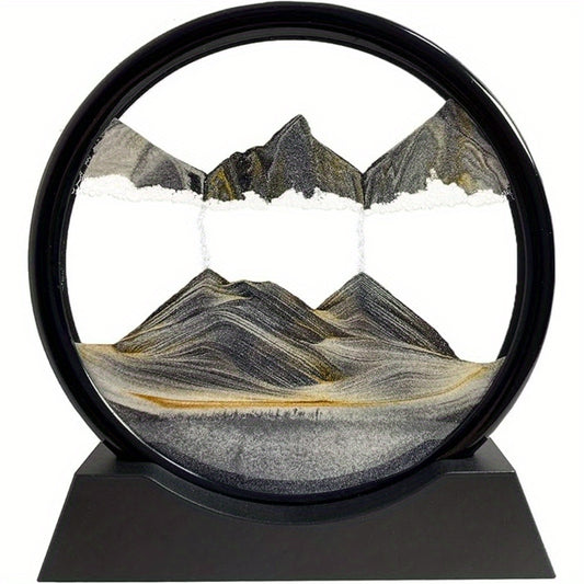 Dynamic Sand Art Round Glass Desk Decor & Timer Stand