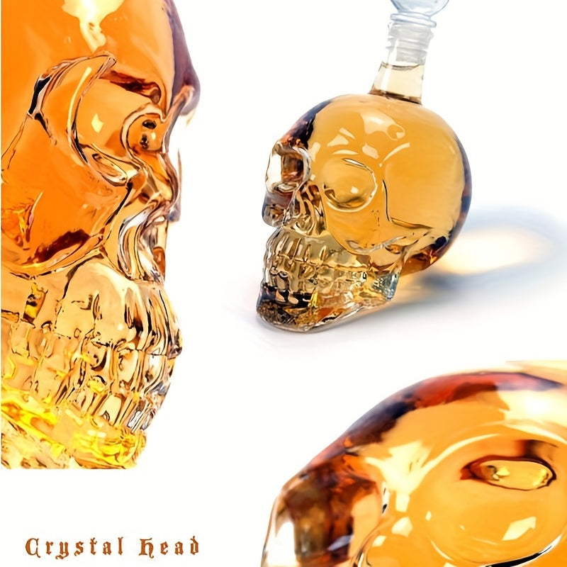 Crystal Skull Head Vodka Whiskey Drinking Bottle 19oz Home Bar Decanter
