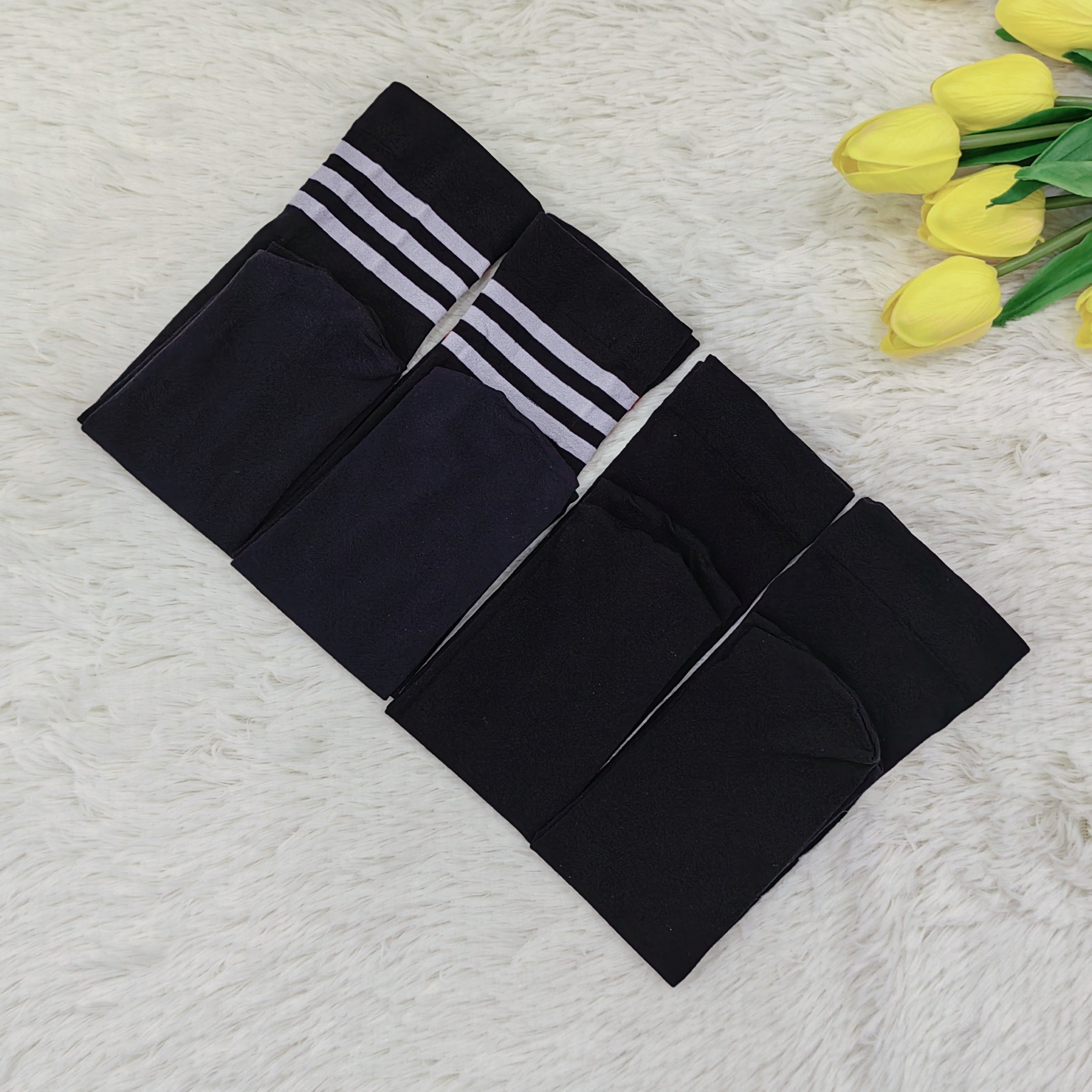 4 Pairs Striped Crew Socks - Comfy & Breathable College Style Socks