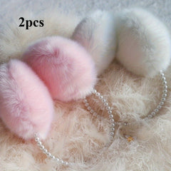 2pcs Winter Pink Ear Muffs with Faux Accents Party Headwear