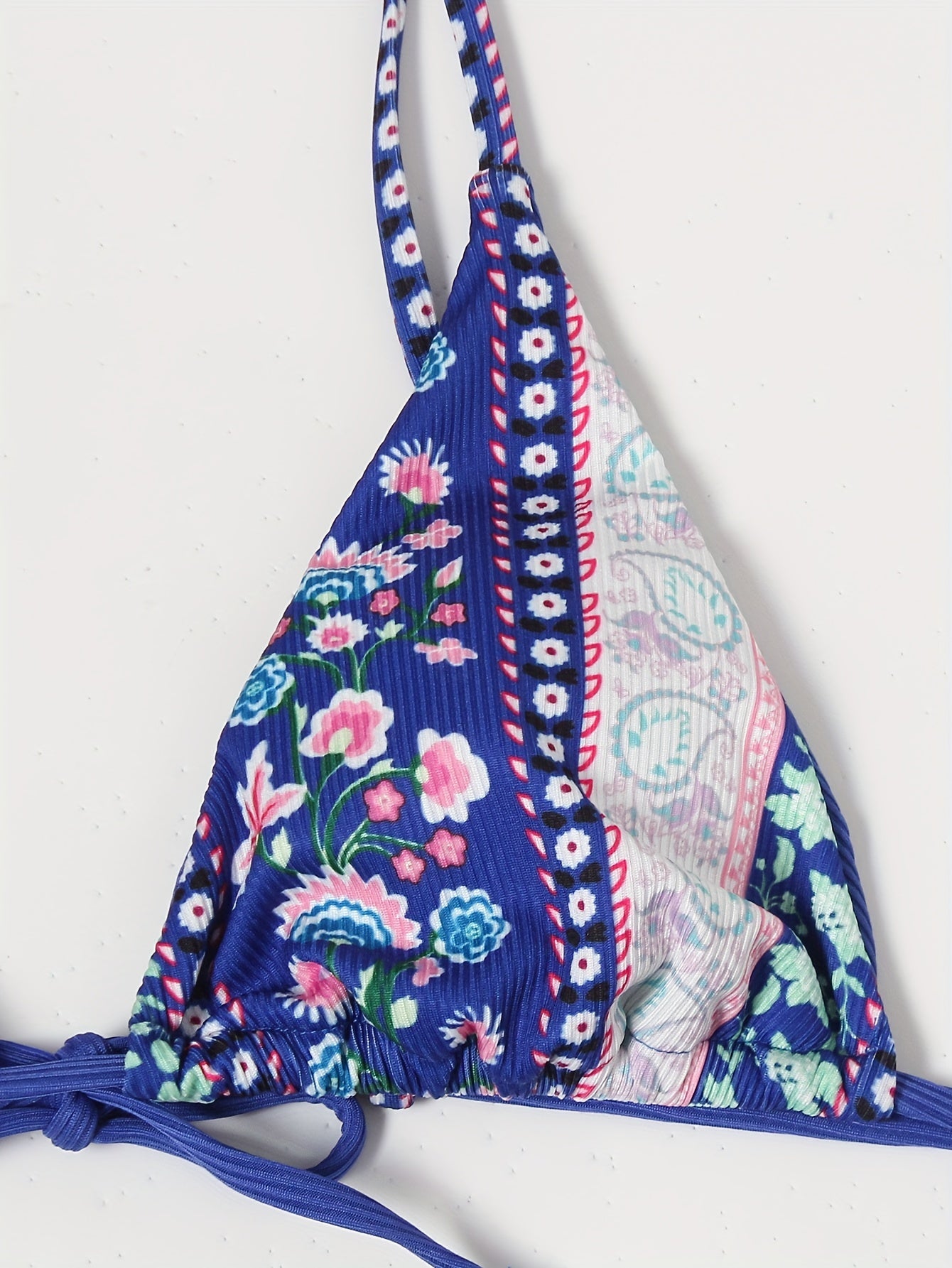 Floral Print Patchwork Bikini Sets Tie Back Backless Beachwear 2 Pieces Swimsuit