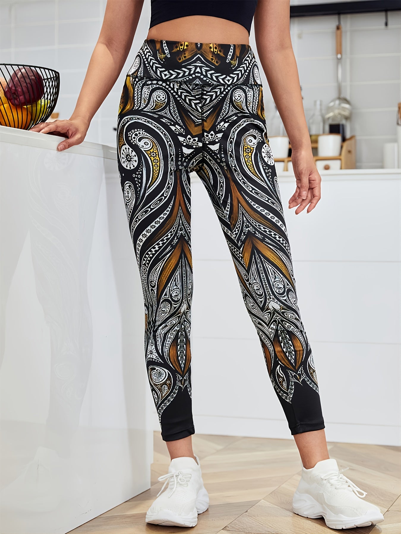 Stretch Digital Print Yoga Leggings for Women