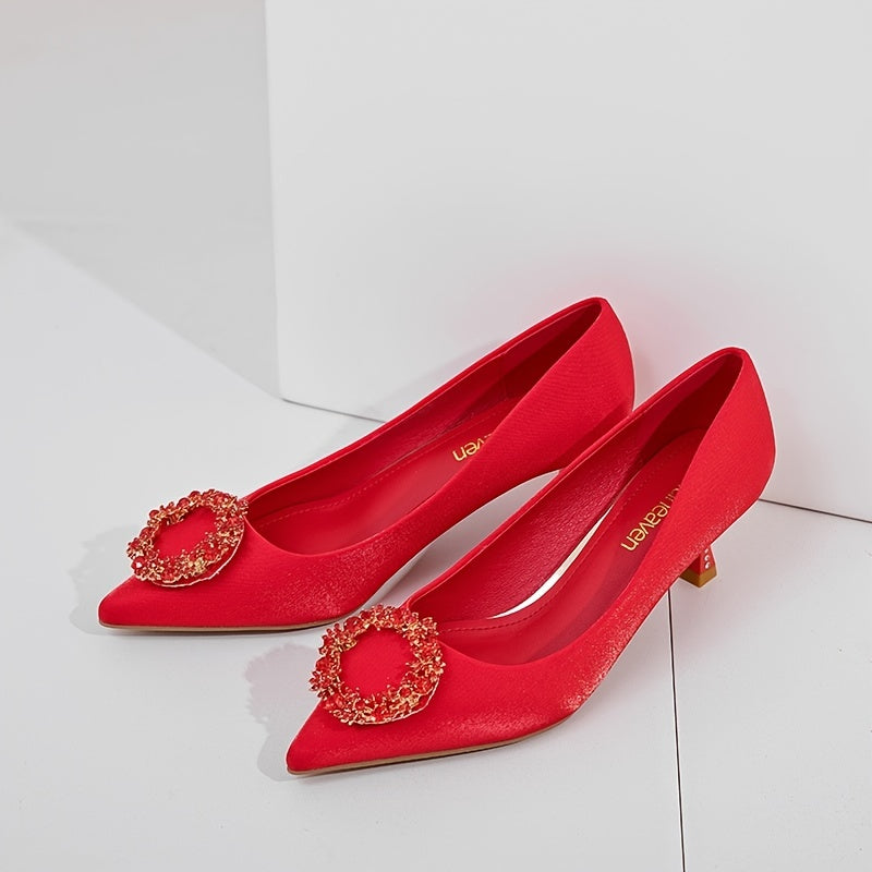 Red Rhinestone Pointed Toe High Heels Stilettos