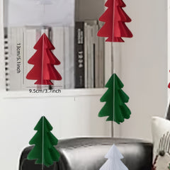 12pcs 3D Mini Christmas Tree Paper Hanging Flags for Holiday Party Decorations