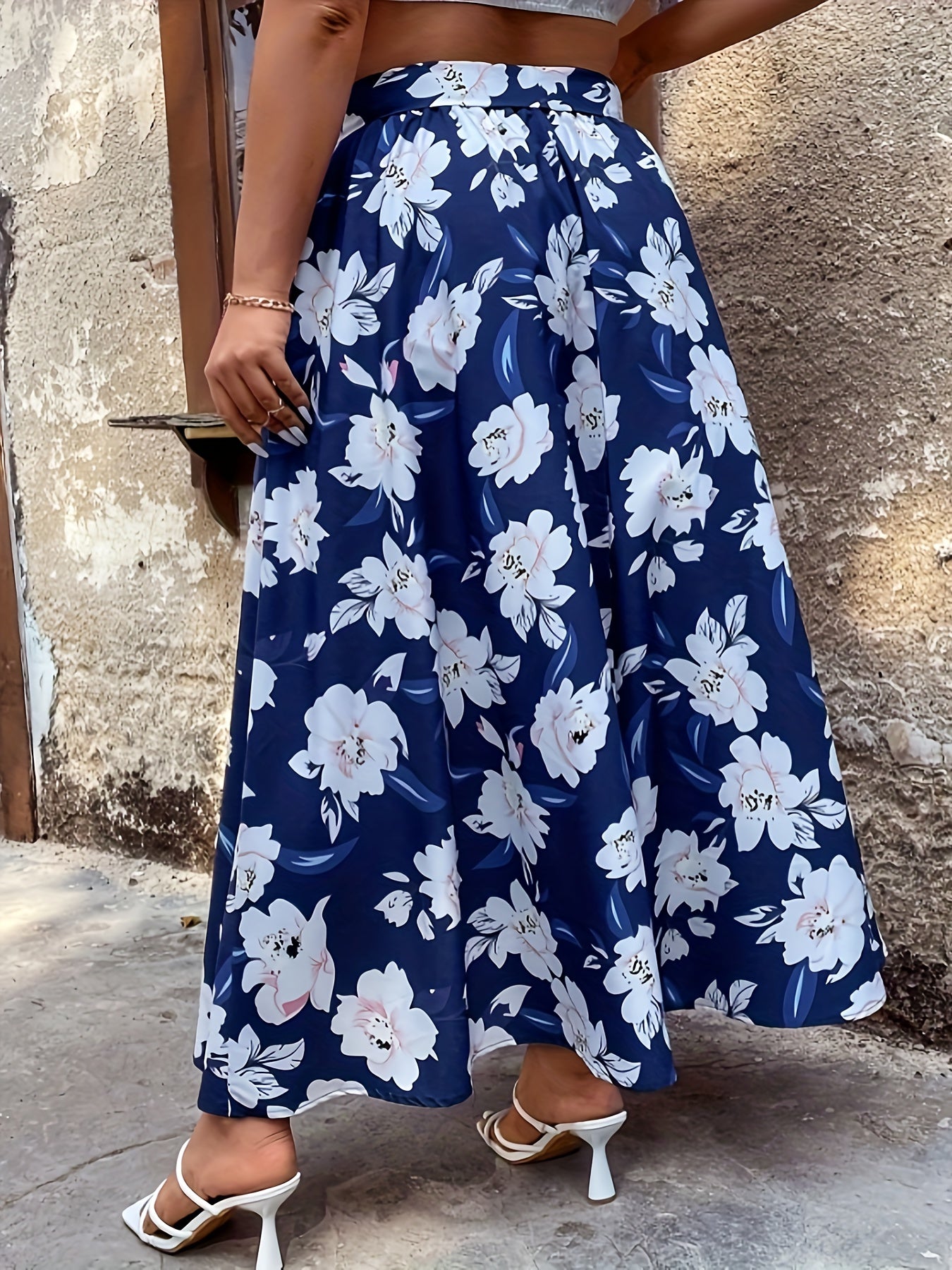  Floral Tie Front Maxi Skirt