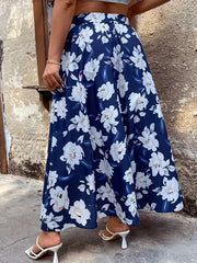  Floral Tie Front Maxi Skirt