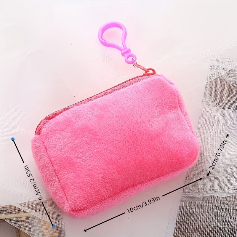 Mini Plush Zipper Storage Bag Portable Key Case