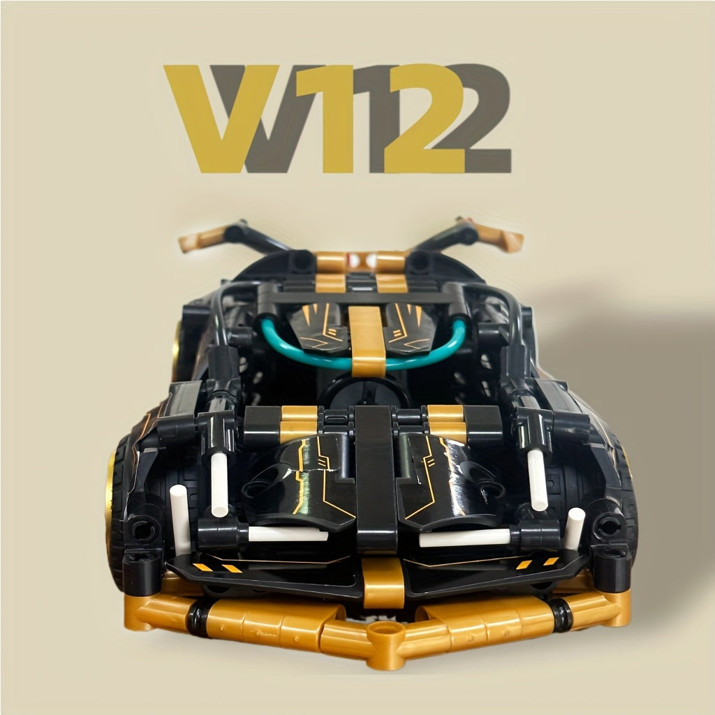Golden Static V12 Sports Car Building Blocks Toys 1 18 Scale Adult Challenge