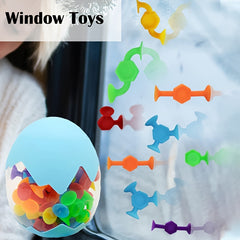Suction Cup Building Toys Set for Kids with Storage Eggshell