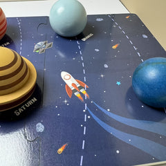 Educational Wooden Toy Set: 8 Planets Size Comparison & Recognition