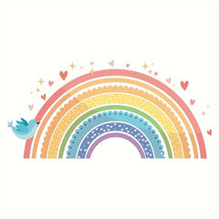 Cartoon Rainbow Lace Wall Sticker Bedroom Decorative Self-adhesive Removable