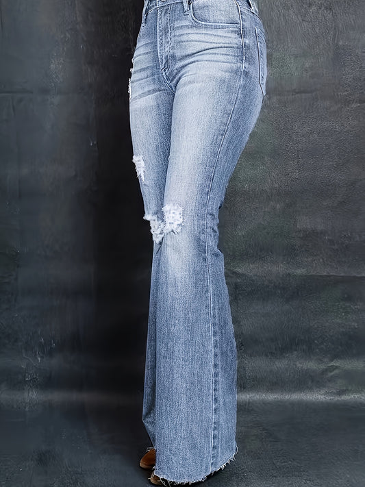  Ripped High Rise Flared Leg Jeans