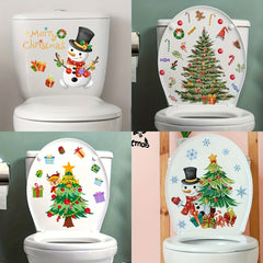 Christmas Tree Toilet Lid Decal Self Adhesive Wall Sticker Bathroom Decor