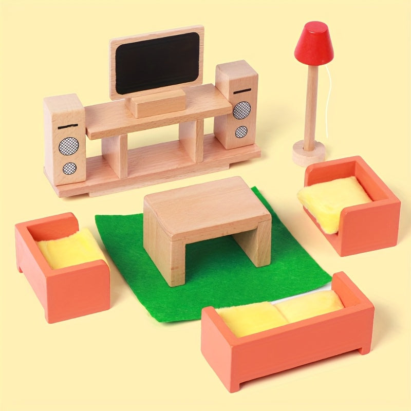 Wooden Bedroom Toys Set for Children Pretend Play
