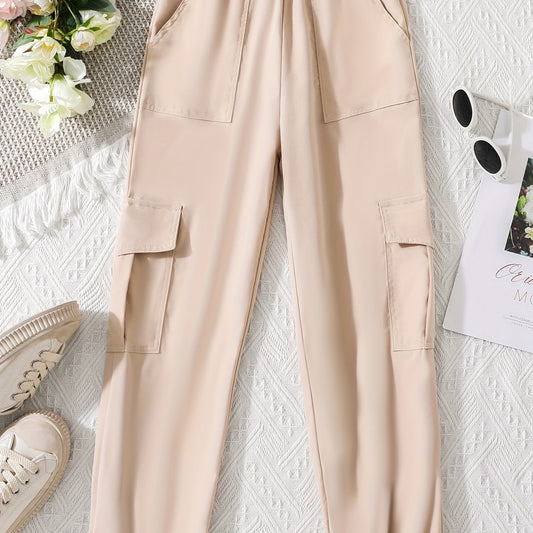 Girl's Drawstring Waist Cargo Jogging Pants