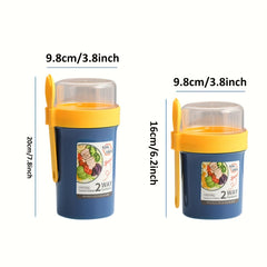 Double Layer Overnight Oats Jar with Lid and Spoon - Airtight Oatmeal Container