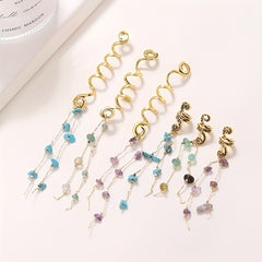 Colored Stone Pendant Hair Jewelry For Braids Tassels Dreadlock