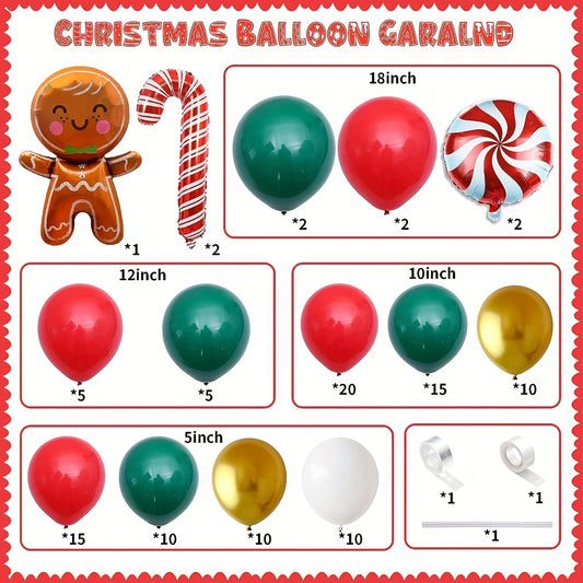 112pcs Christmas Balloon Garland Arch Kit Red Green Latex Balloons