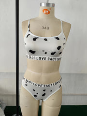 Leopard Print Bra & Panties Lingerie Set Women's Underwear