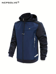 Men's Hooded Jacket & Stretchy Pants Set for Outdoor Activities