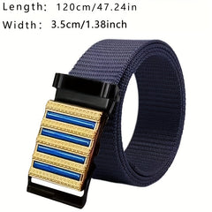 Sense Men's Belt Automatic Buckle Business Casual Stripe Metal Nylon Canvas Belt