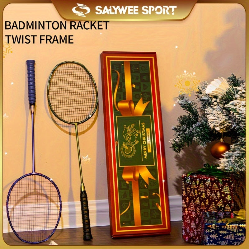 2pcs Carbon Fiber Badminton Rackets Gift Set