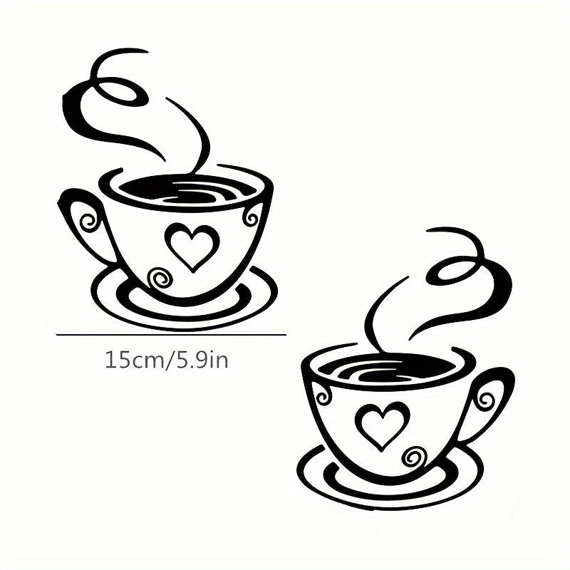 2 Pcs Coffee Cups Wall Decal Vinyl Sticker for Home Office Kitchen Cafe