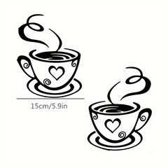 2 Pcs Coffee Cups Wall Decal Vinyl Sticker for Home Office Kitchen Cafe