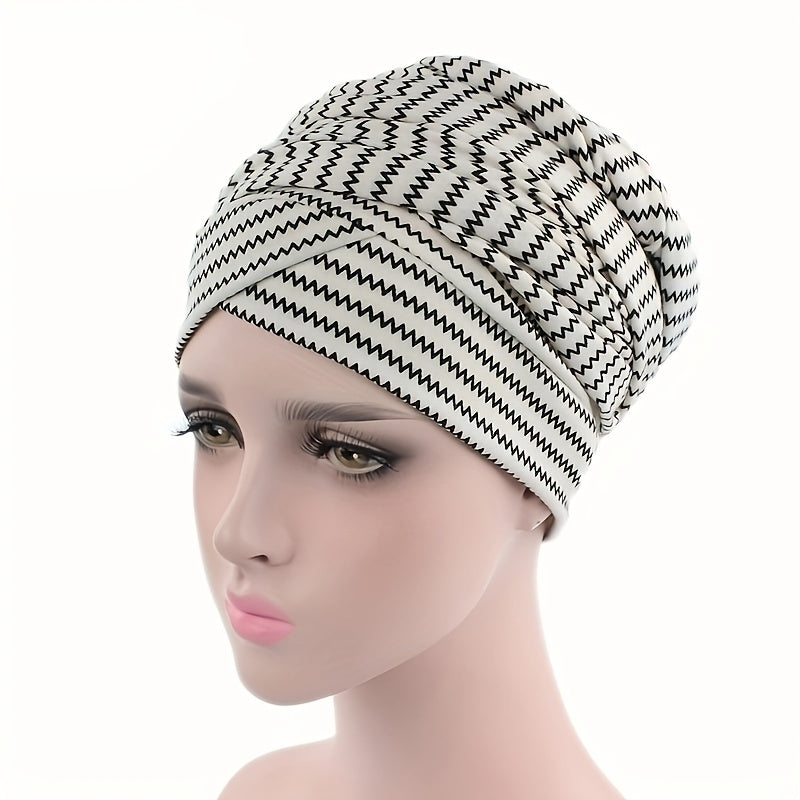 Boho Geometric Print Turban Hat Floral Pattern Chemo Cap Head Wrap